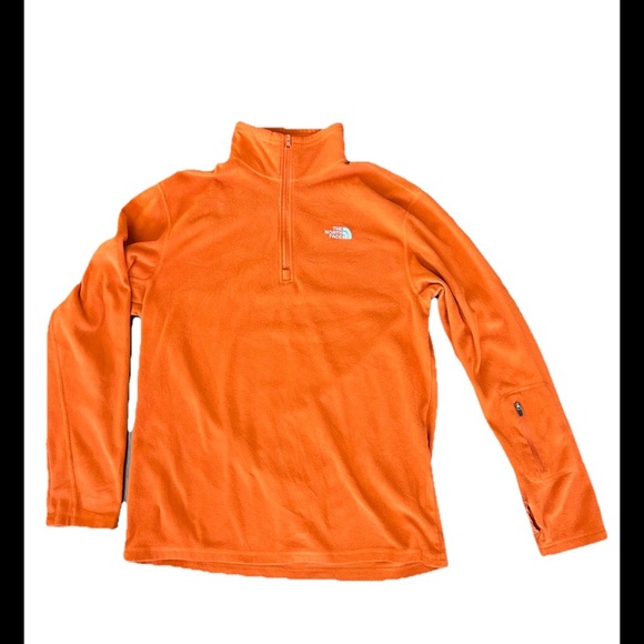 The North Face Other - The North Face Sz M Orange Fleece Pullover Quarter Zip Sleeve Pocket Finger Hole